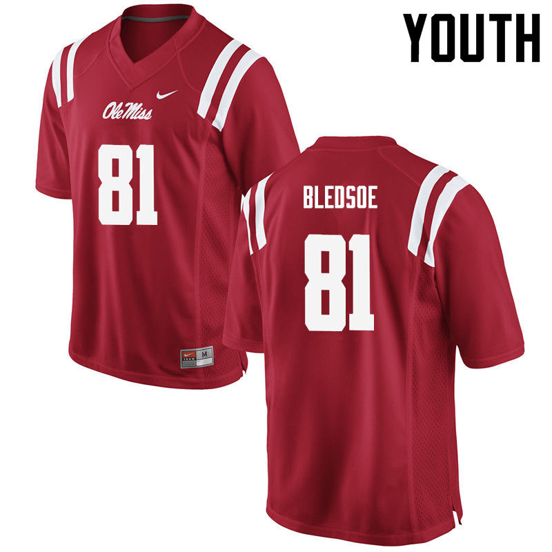 Youth Ole Miss Rebels #81 Trey Bledsoe College Football Jerseys-Red